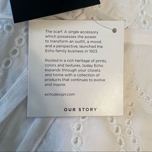 ECHO‎ Ocean Eyelet Tunic Dress, Beach Cover Up, White, Size Small, NWT - Picture 7 of 8